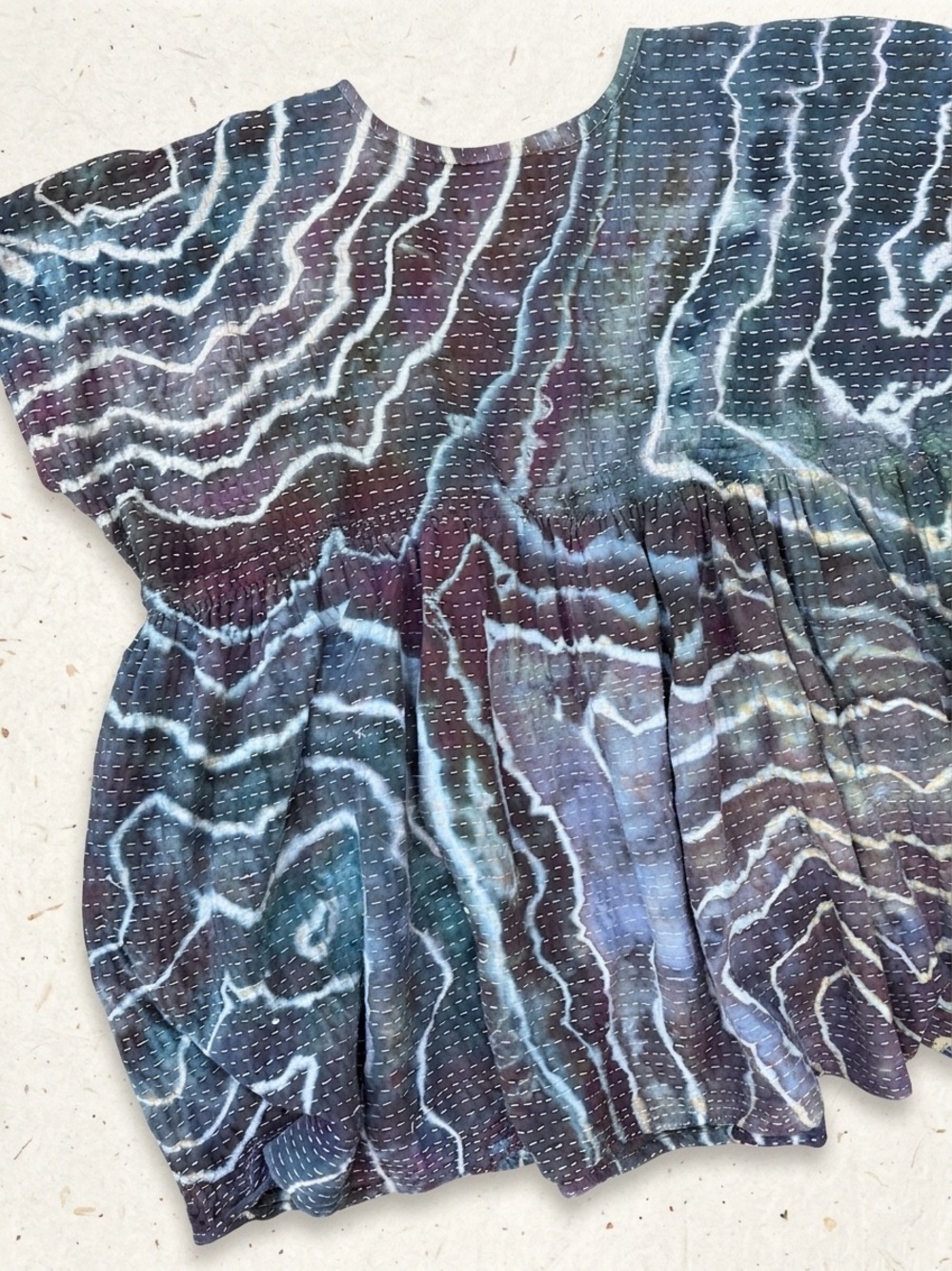 Ice Dyed Kantha Bae Daydreamer Mini Dress -  Pockets